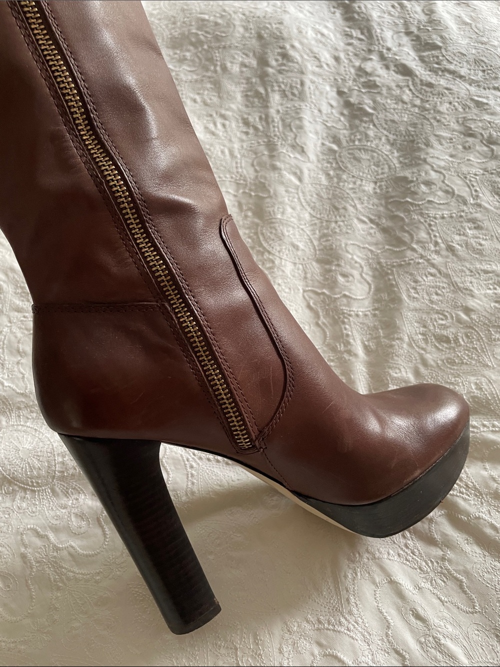 Michael Kors maroon Brown Tall Platform Lesly Boots - Picture 5 of 7